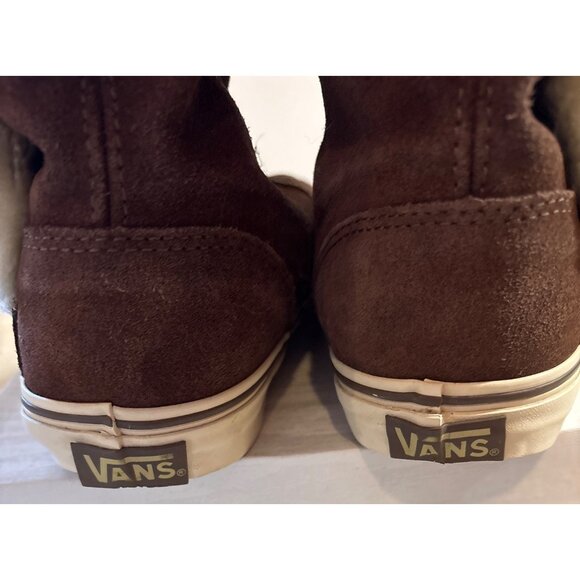 Vans Dasan Sneaker Boots Women’s Size 7 Brown Suede Fur Lined Tall Skull Button - Picture 4 of 14